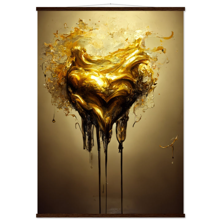 Premium Semi-Glossy Paper Poster with Hanger - Heart of Gold Melted