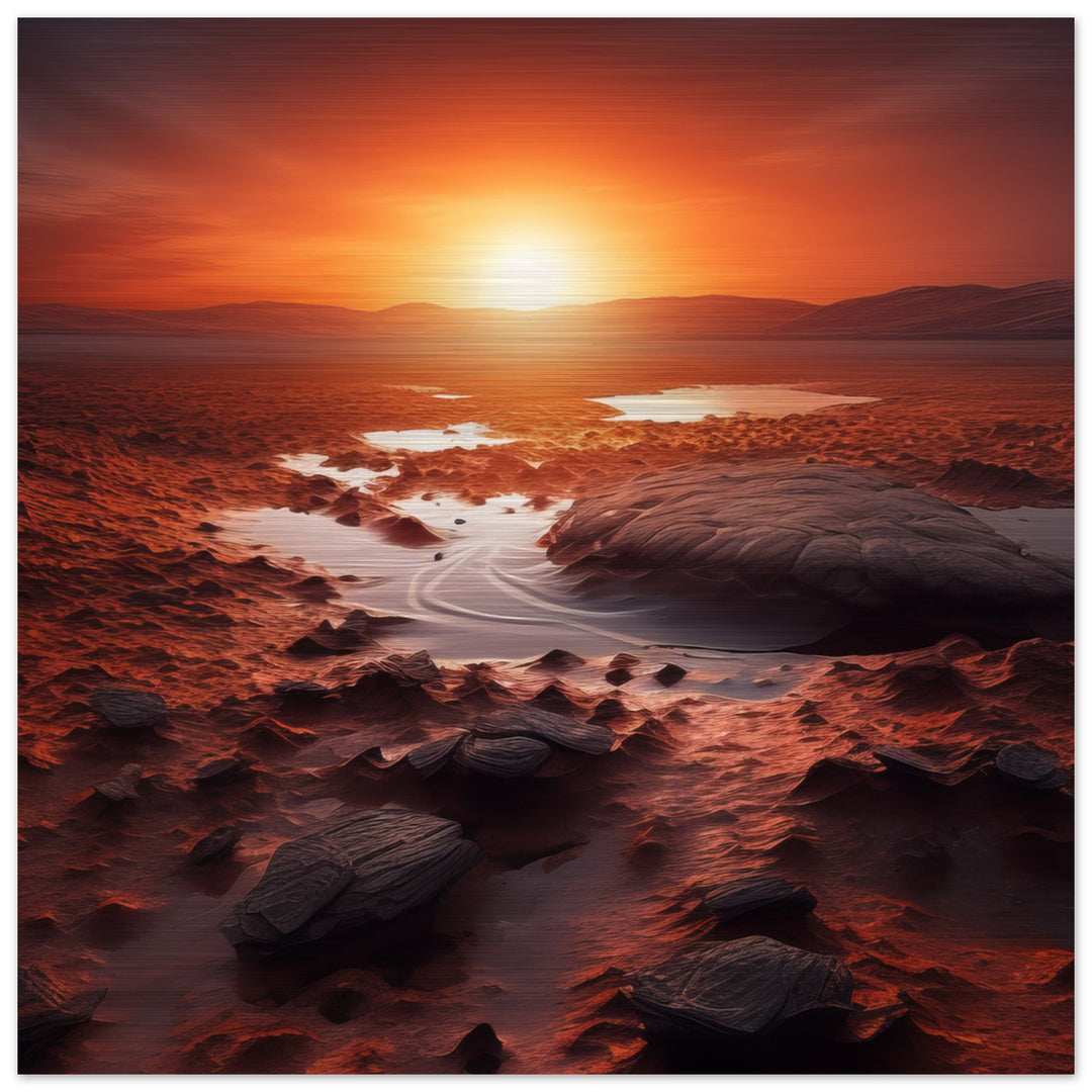 Brushed Aluminium Print - Sunset on Mars II
