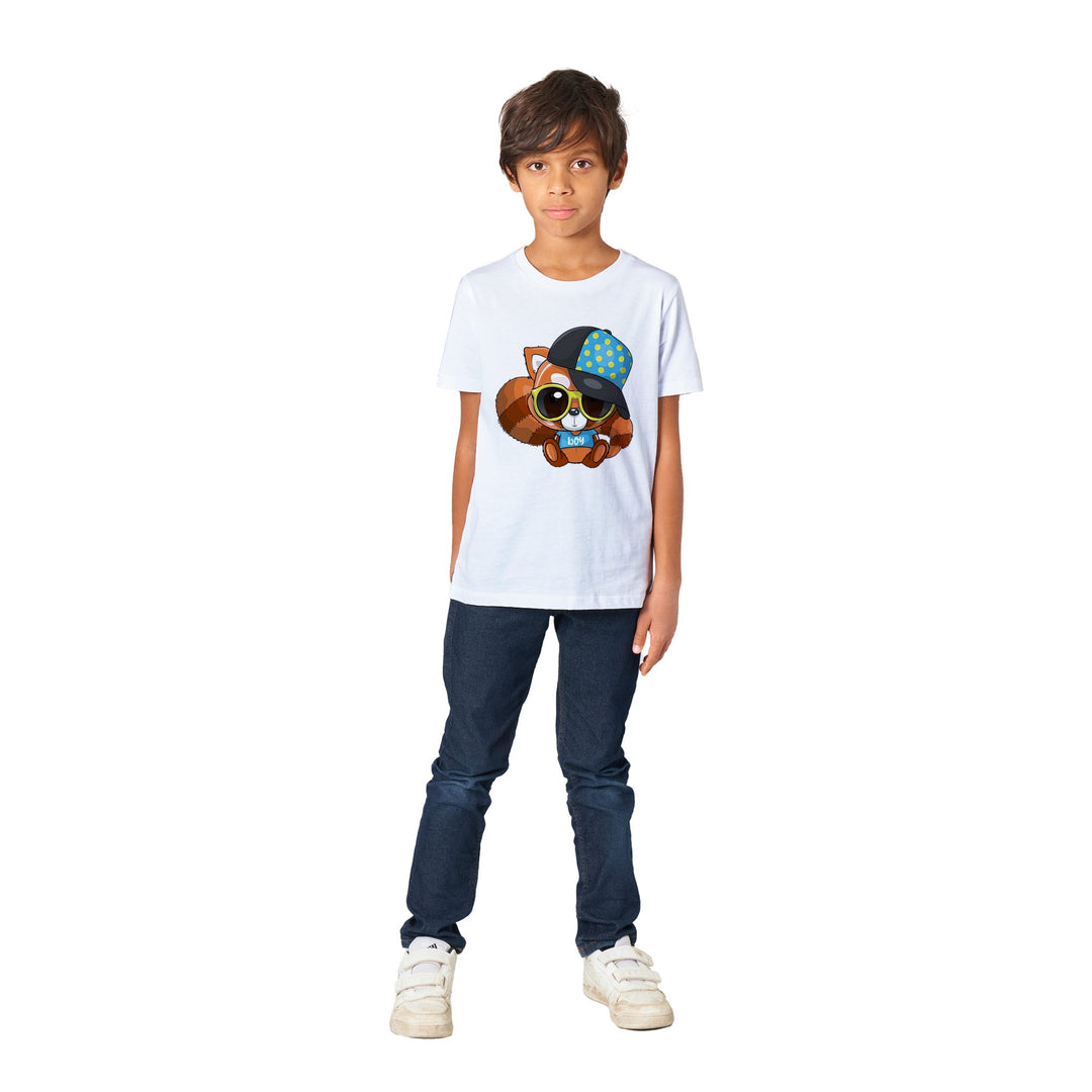 Organic Kids Crewneck T-shirt - Red Panda Boy