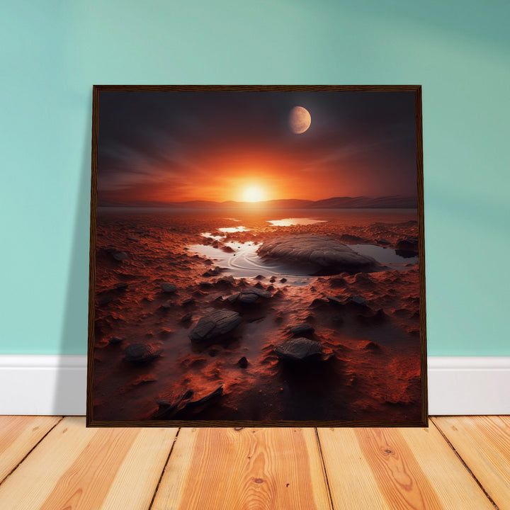 Museum-Quality Matte Paper Wooden Framed Poster - Sunset on Mars II