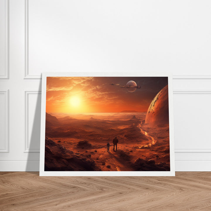 Classic Semi-Glossy Paper Wooden Framed Poster - Sunset on Mars I