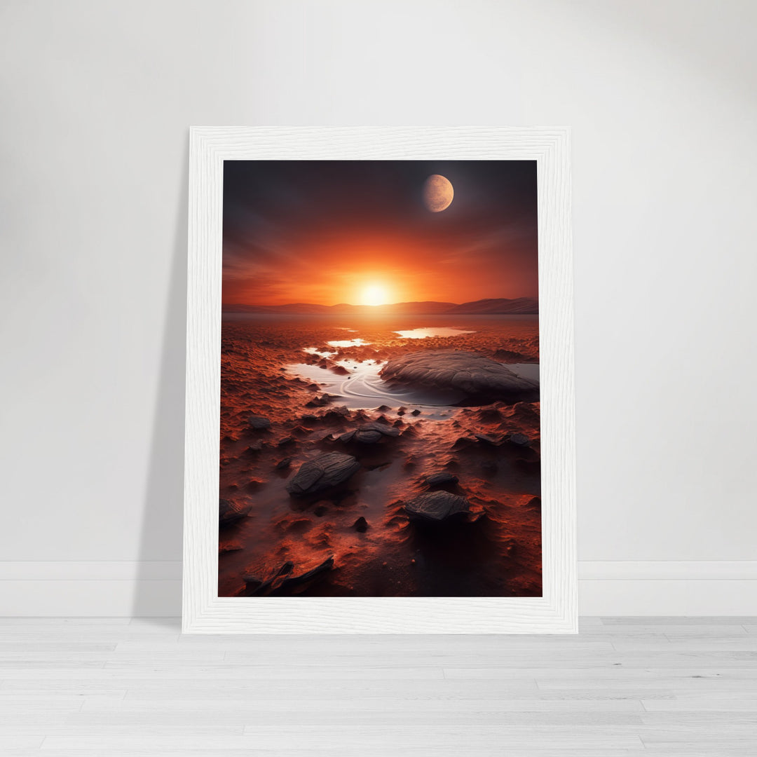 Classic Matte Paper Wooden Framed Poster - Sunset on Mars II