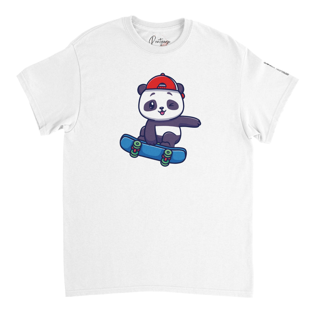 Heavyweight Unisex Crewneck T-shirt - Skater Panda "Choose Kindness"