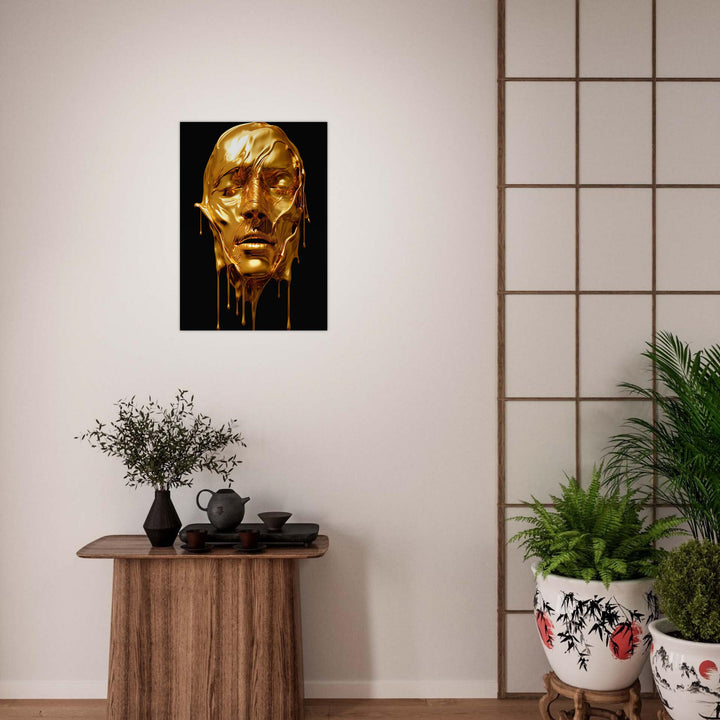 Classic Semi-Glossy Paper Poster - Gold Face Dripping