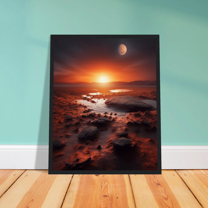 Museum-Quality Matte Paper Wooden Framed Poster - Sunset on Mars II