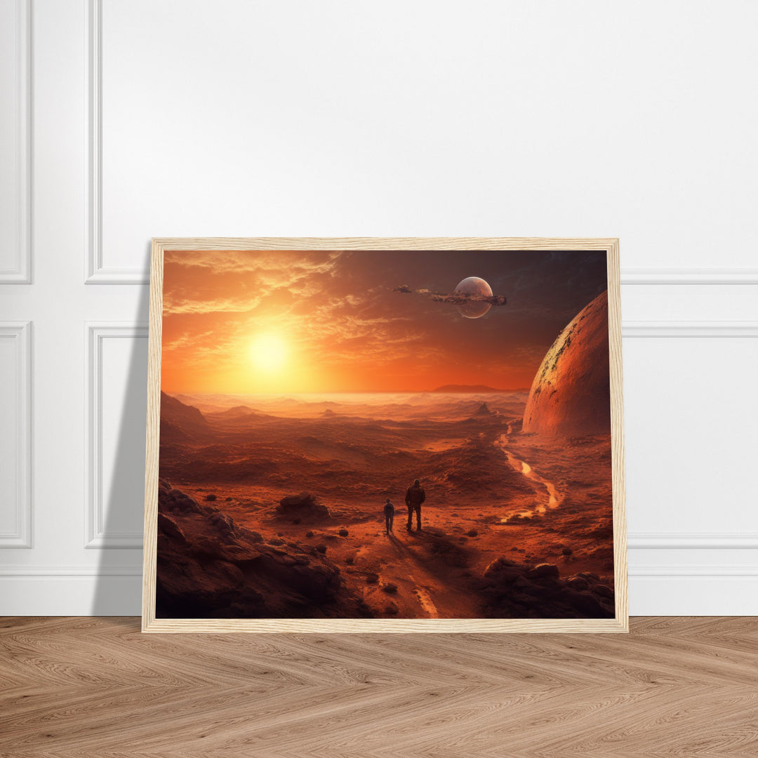 Classic Semi-Glossy Paper Wooden Framed Poster - Sunset on Mars I