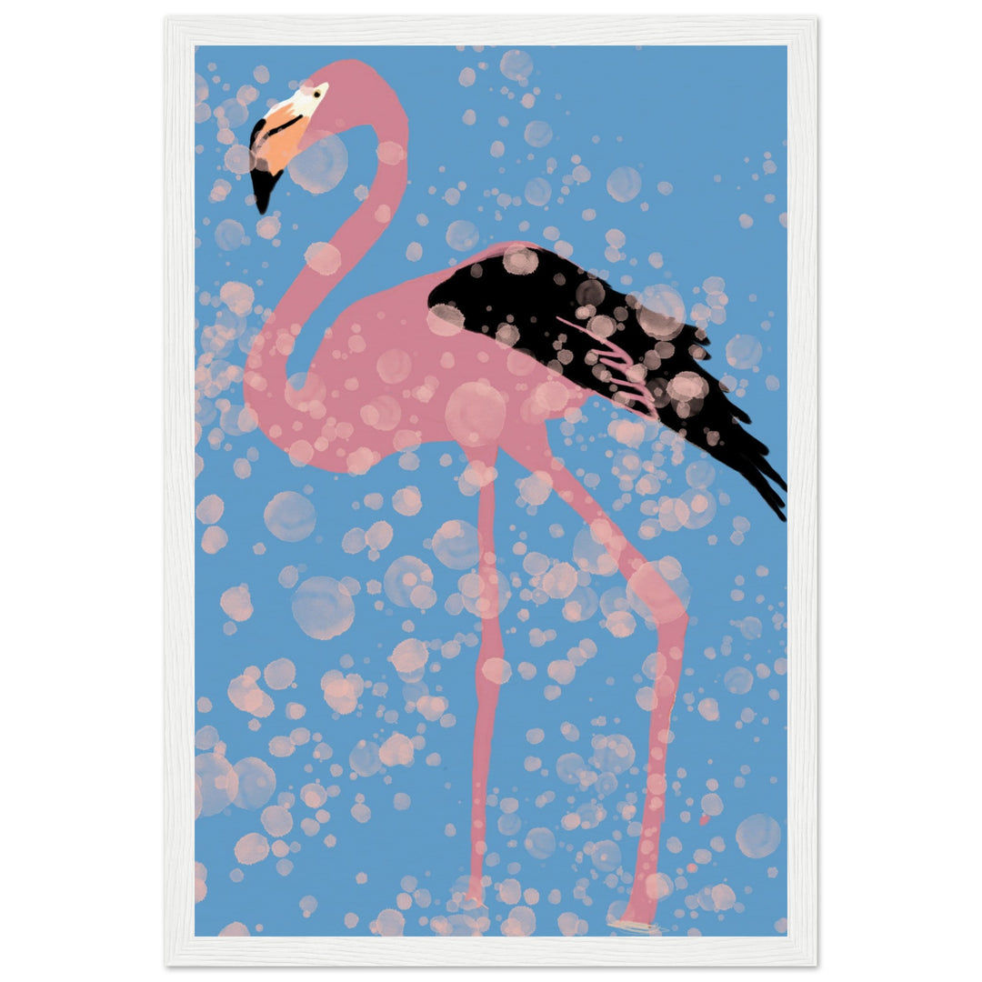 Museum-Quality Matte Paper Wooden Framed Poster - Pink Flamingo