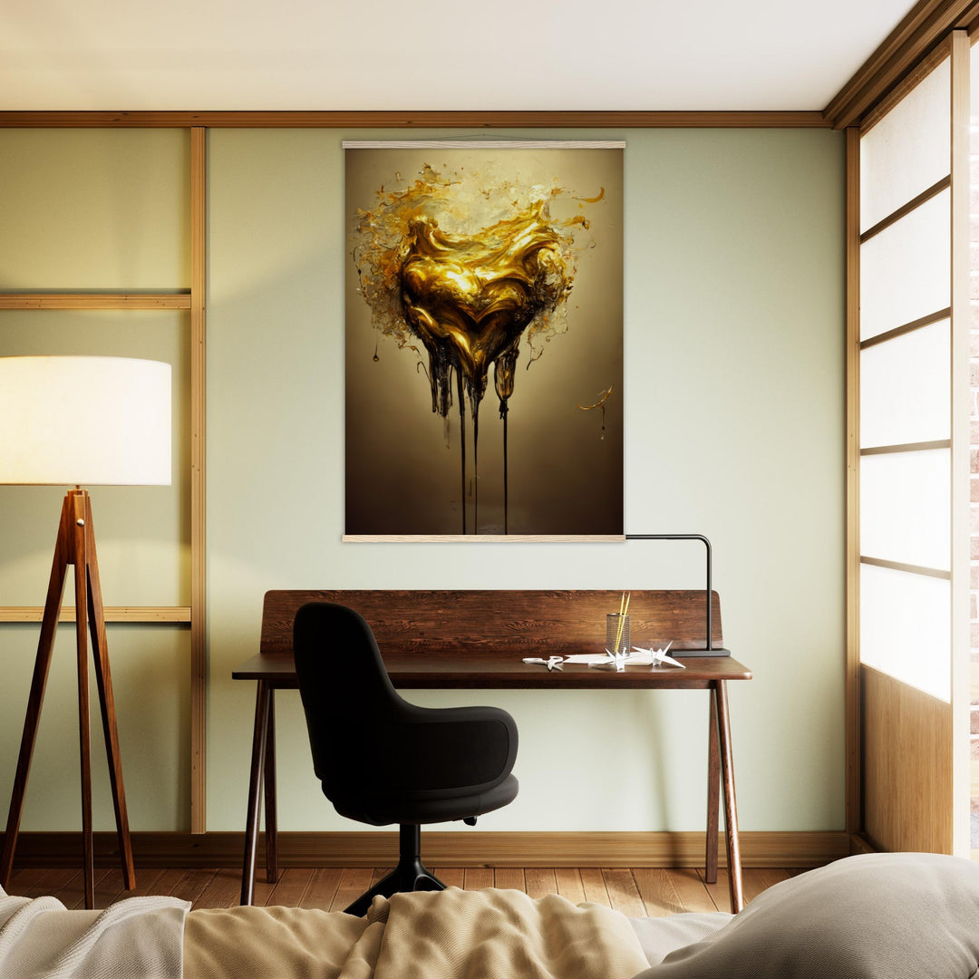 Classic Semi-Glossy Paper Poster with Hanger - Heart of Gold Melted