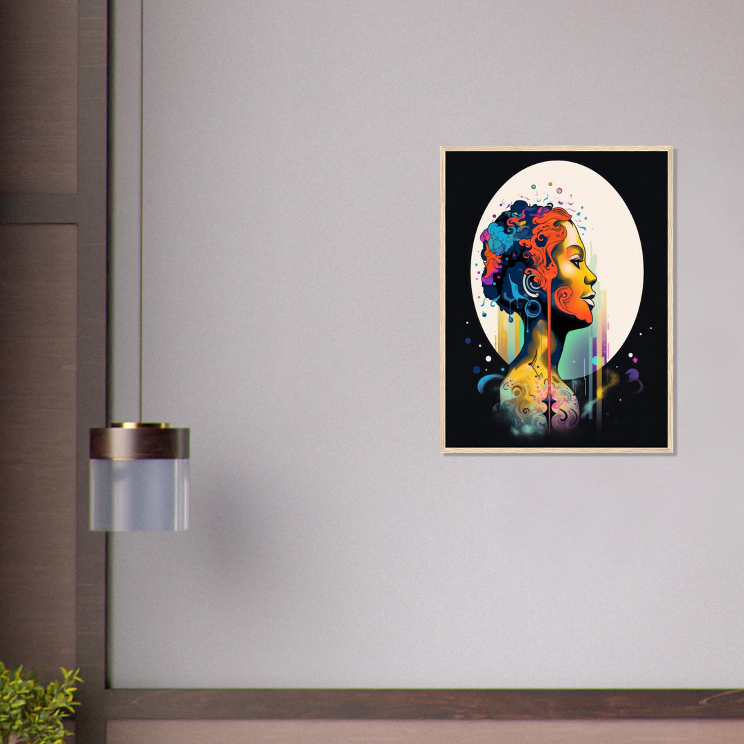 Classic Semi-Glossy Paper Wooden Framed Poster - Colour Art Hair Girl I