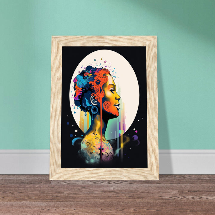 Premium Matte Paper Wooden Framed Poster - Colour Art Hair Girl I