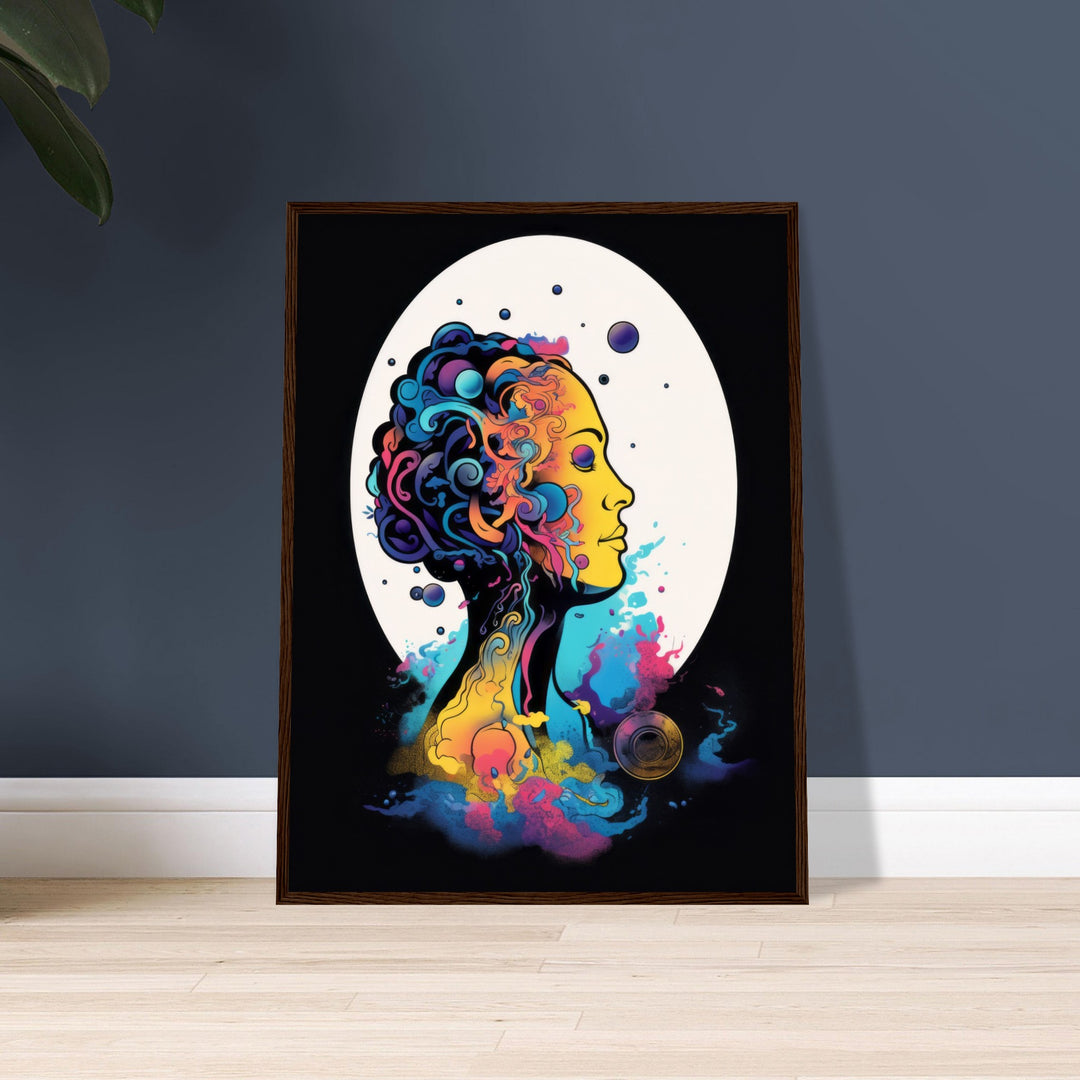 Premium Semi-Glossy Paper Wooden Framed Poster - Colour Art Hair Girl II