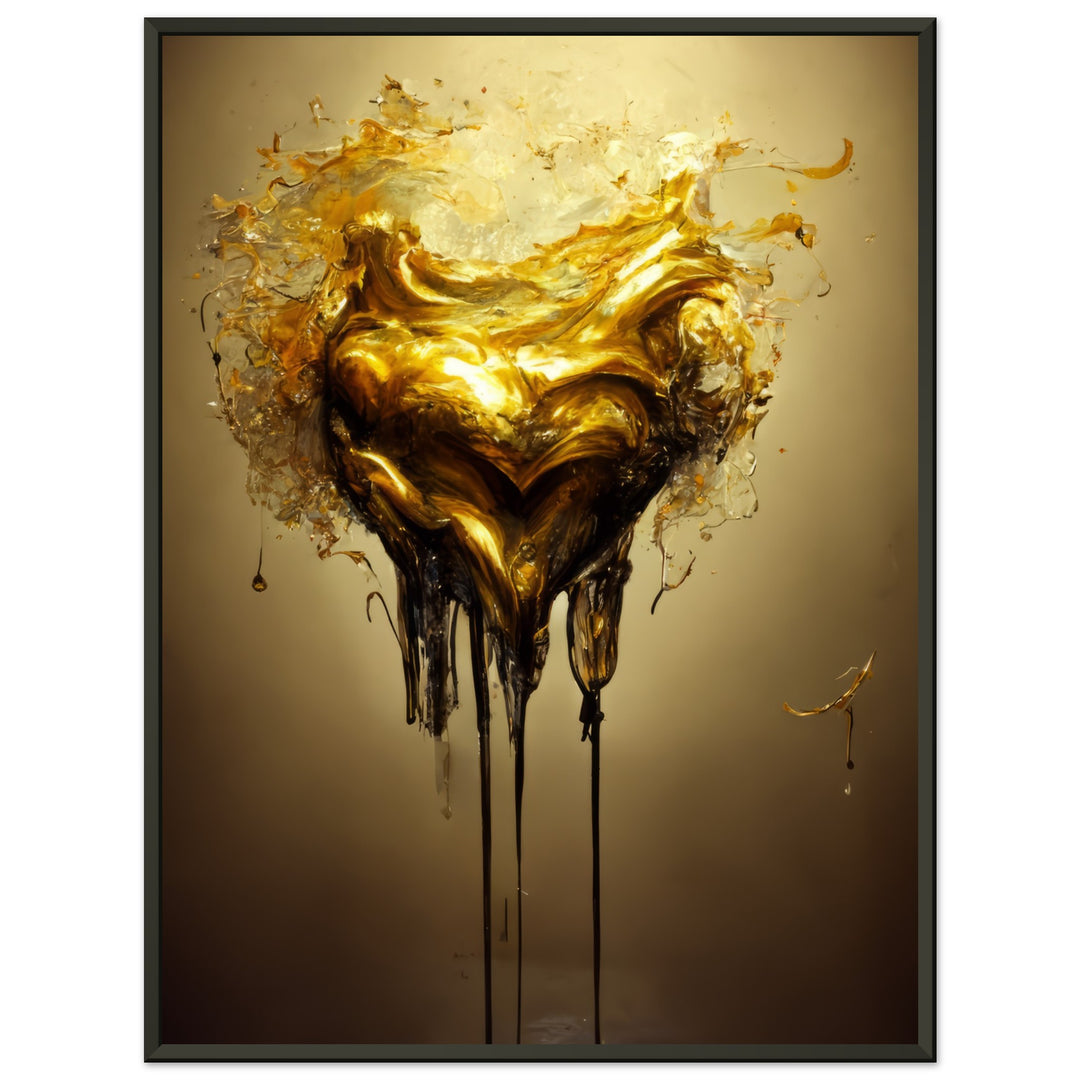 Classic Semi-Glossy Paper Metal Framed Poster - Heart of Gold Melted
