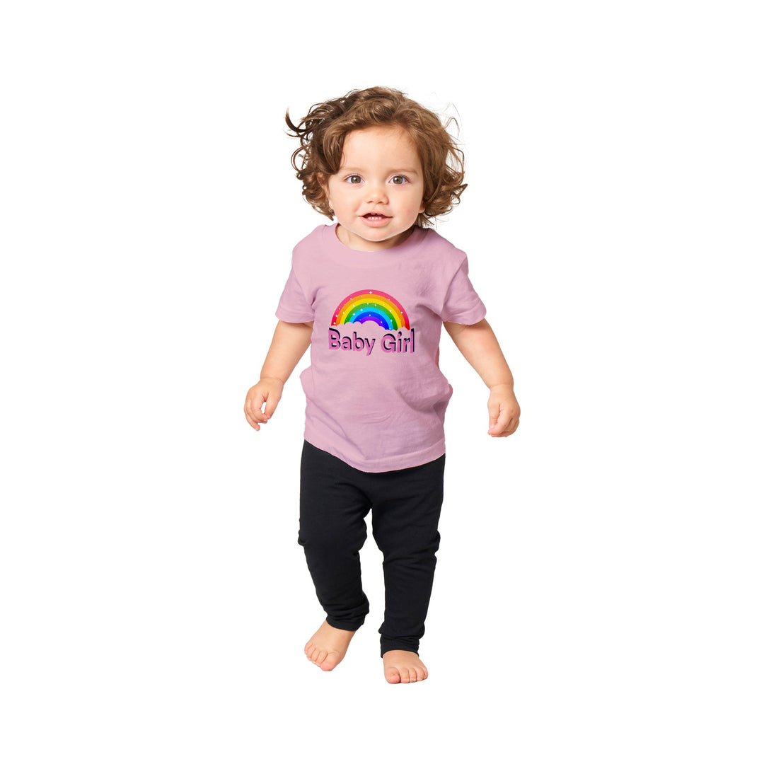 Classic Baby Crewneck T-shirt - Baby Girl Rainbow III