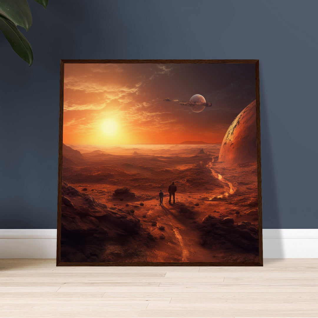 Museum-Quality Matte Paper Wooden Framed Poster - Sunset on Mars I