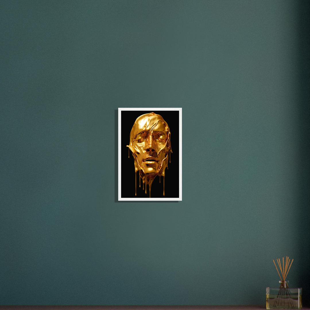 Premium Semi-Glossy Paper Wooden Framed Poster - Gold Face Dripping