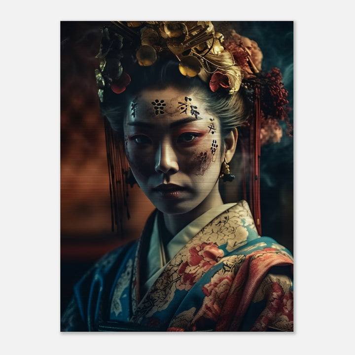 Brushed Aluminum Print - Gaze of the Golden Geisha