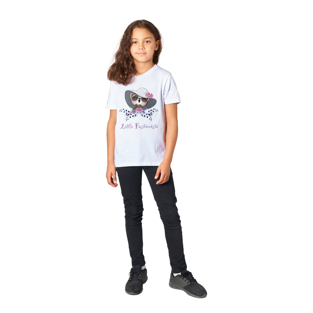 Organic Kids Crewneck T-shirt - Girl "Little Fashionista"