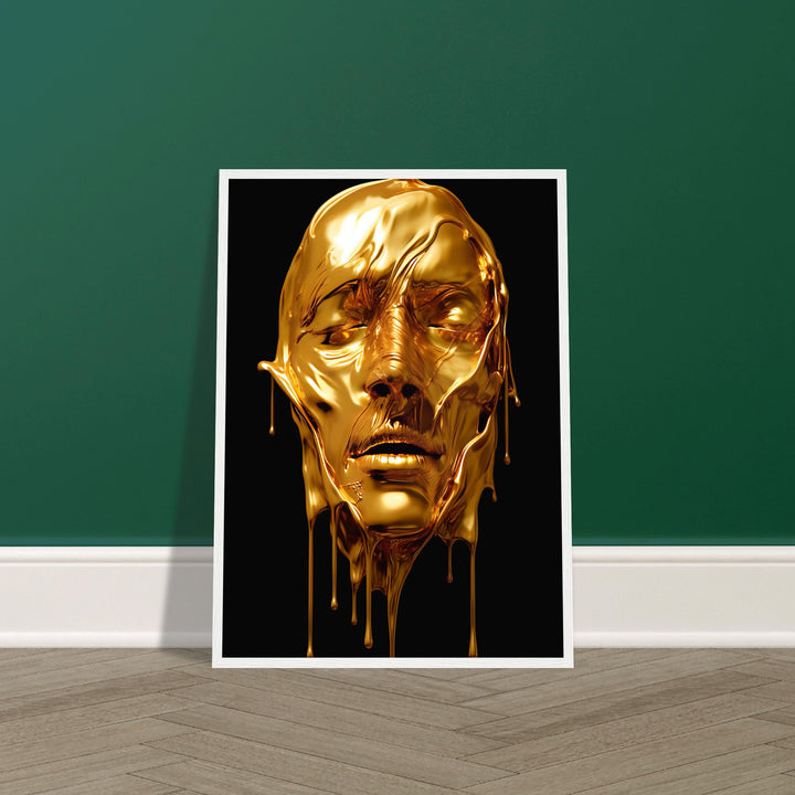 Classic Matte Paper Wooden Framed Poster - Gold Face Dripping