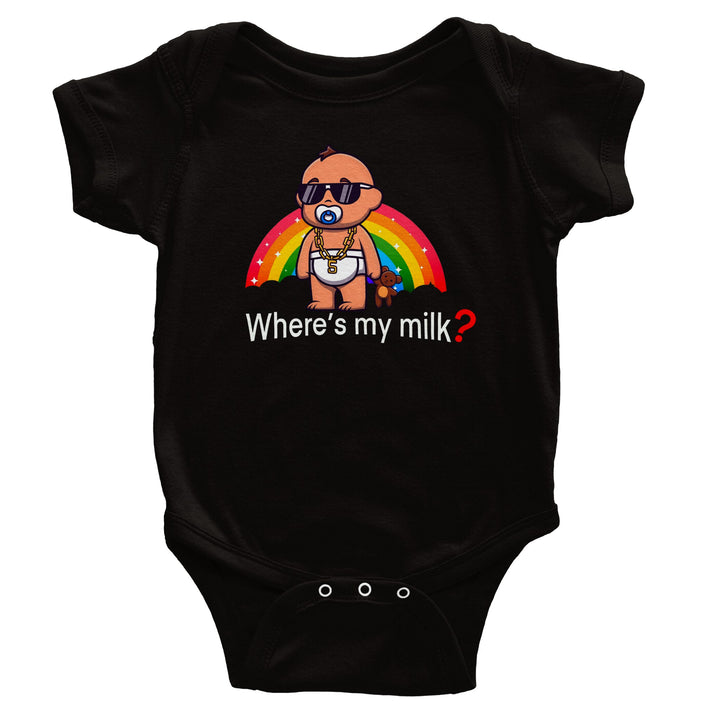Classic Baby Short Sleeve Bodysuit - Where's My Milk Rainbow II