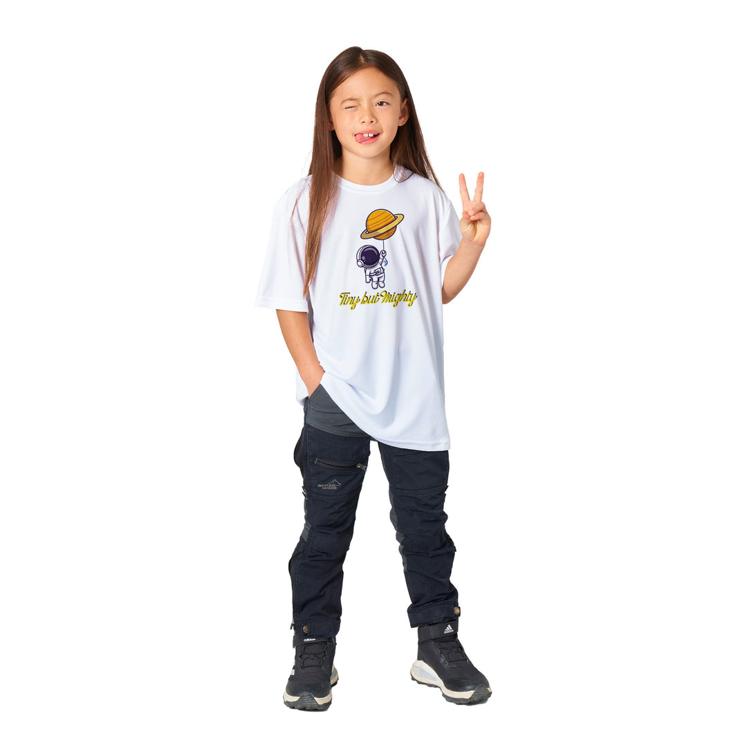 Performance Kids Crewneck T-shirt - Little Astronaut Unisex "Tiny but Mighty"