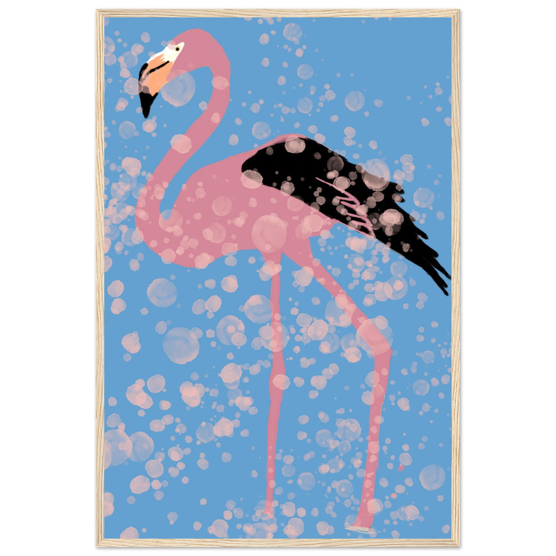 Classic Matte Paper Wooden Framed Poster - Pink Flamingo