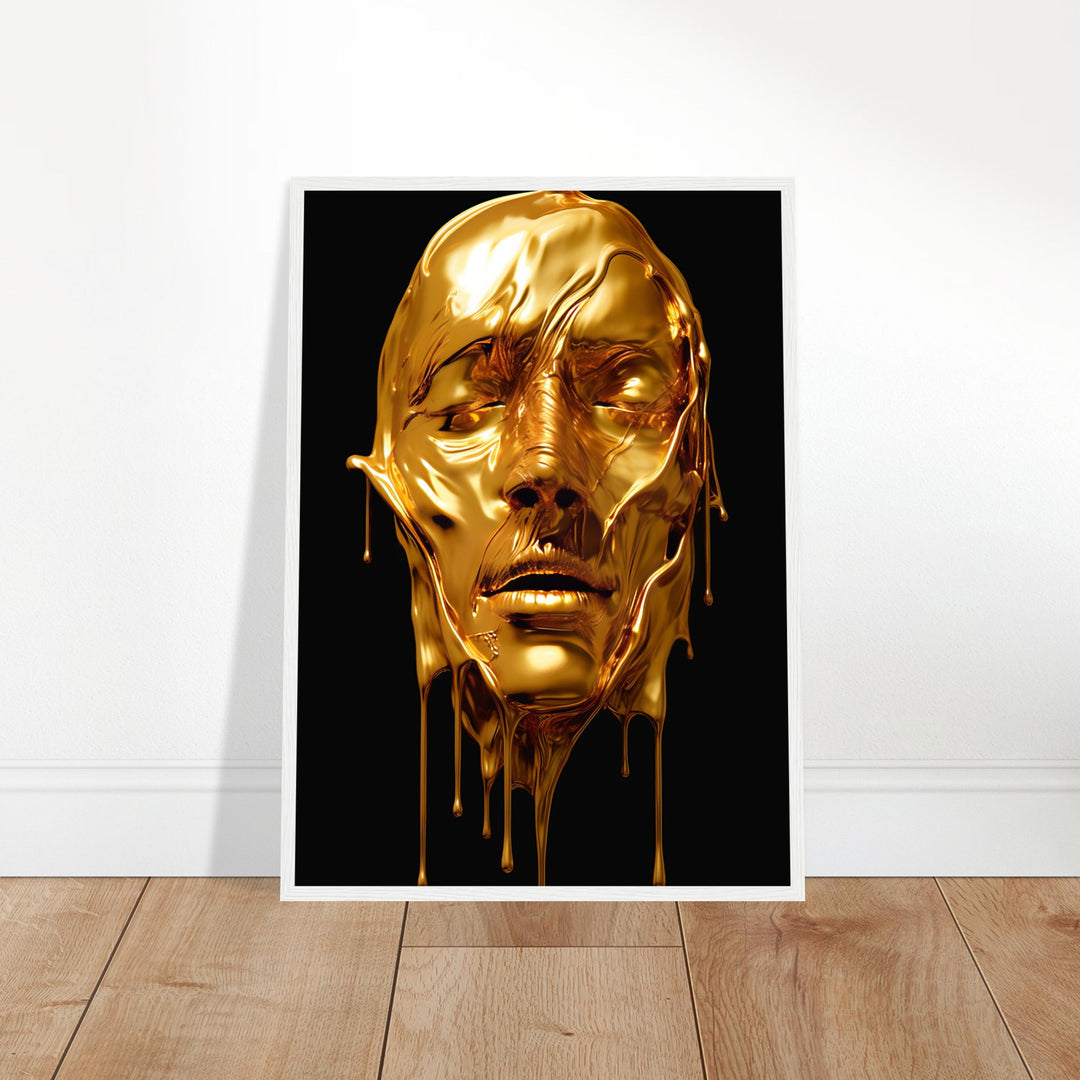 Premium Matte Paper Wooden Framed Poster - Gold Face Dripping
