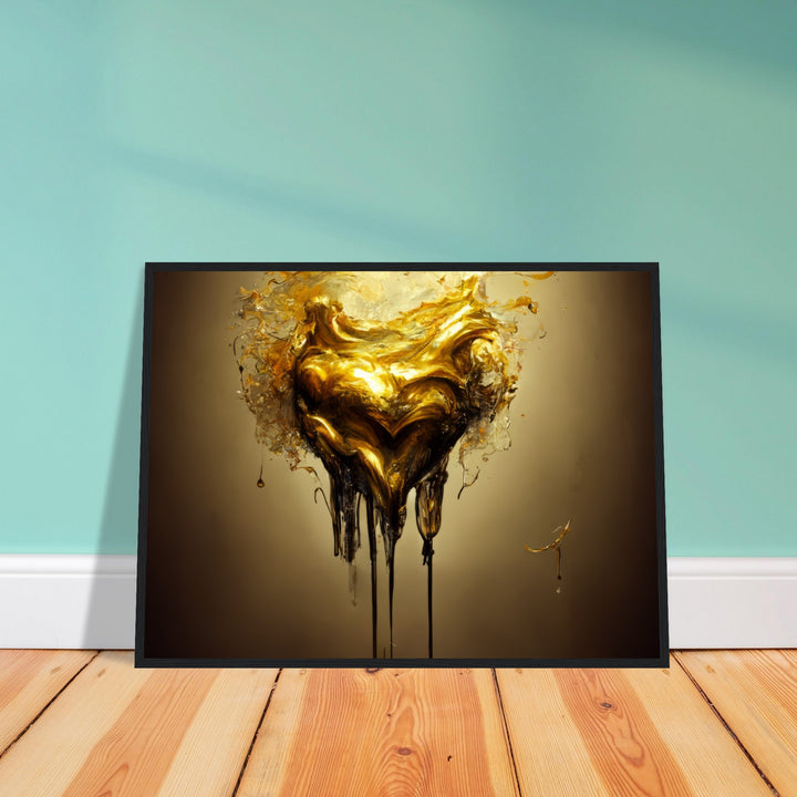 Premium Matte Paper Wooden Framed Poster - Heart of Gold Melted