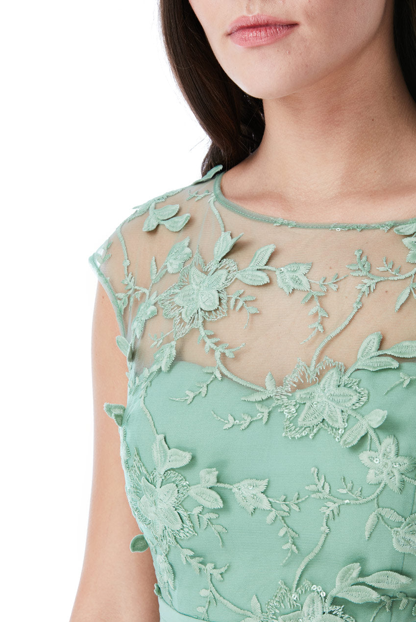 Chiffon Maxi Wedding Dress with Flower Detail