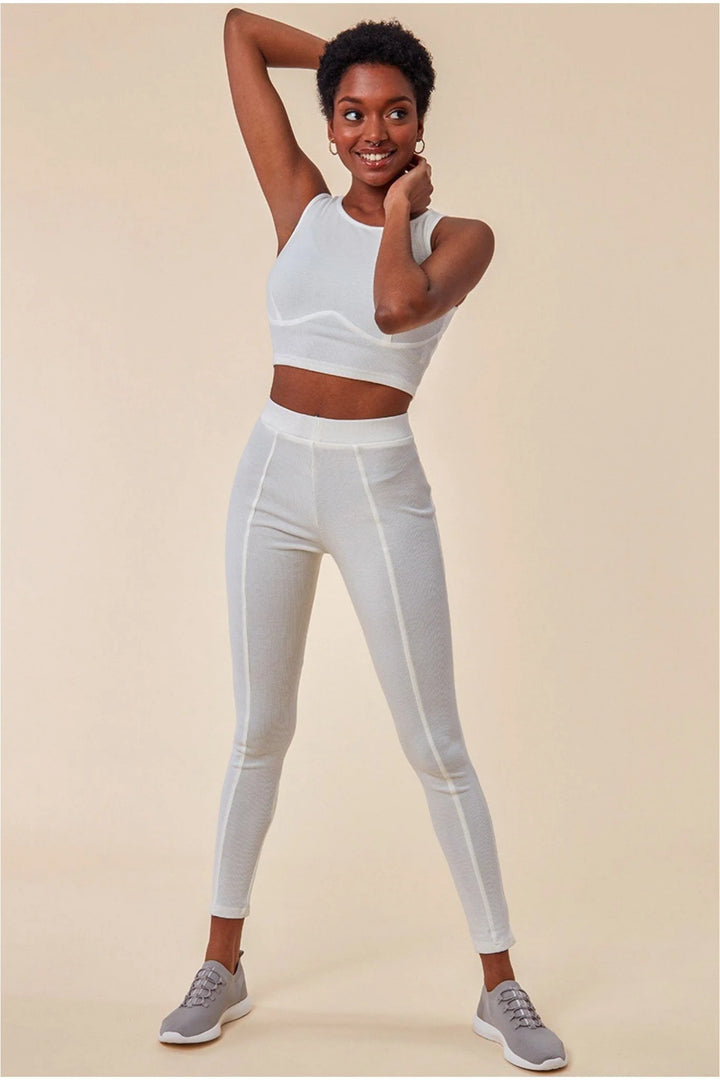 High Neck Crop Top With Leggings Lounge Set - WHITE / L Fulfilled March 08, 2024 DPD #4412051308