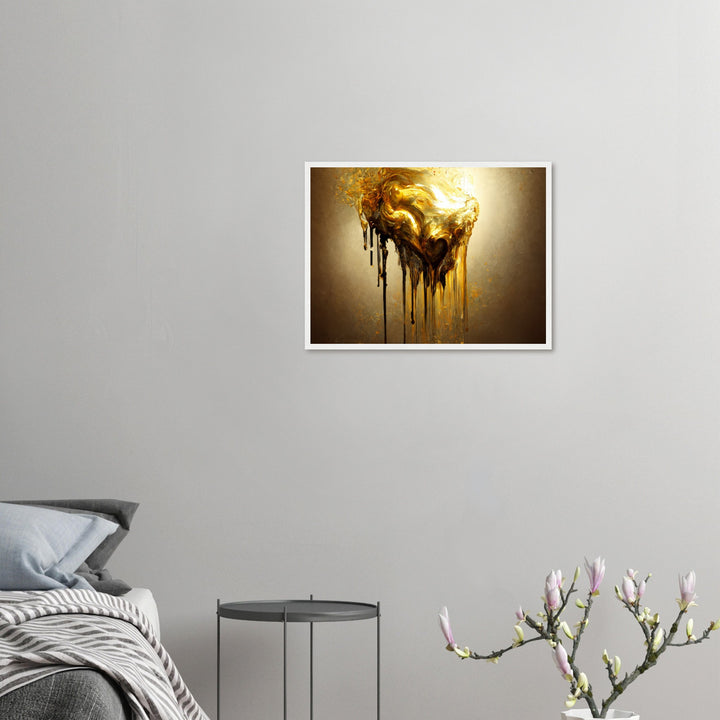 Premium Matte Paper Wooden Framed Poster - Heart of Gold Melted II