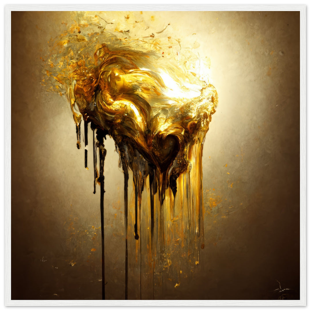 Classic Semi-Glossy Paper Wooden Framed Poster - Heart of Gold Melted II