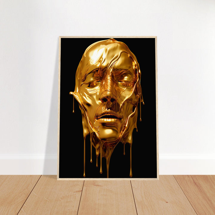 Museum-Quality Matte Paper Wooden Framed Poster - Gold Face Dripping