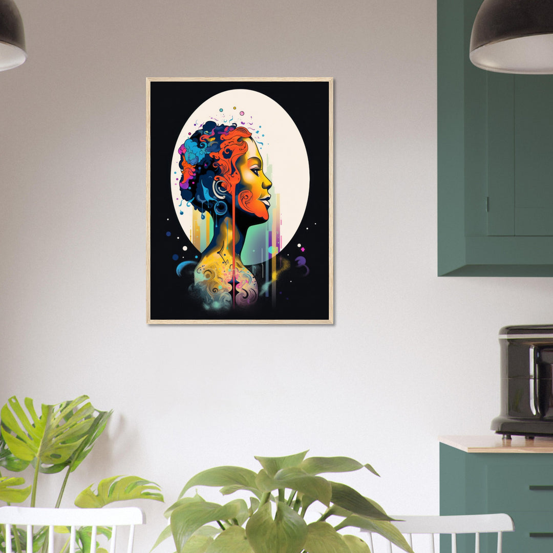 Classic Matte Paper Wooden Framed Poster - Colour Art Hair Girl I