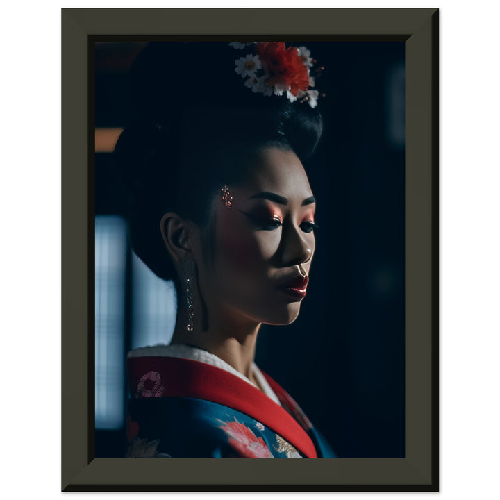 Classic Semi-Glossy Paper Metal Framed Poster - Geisha's Solitude
