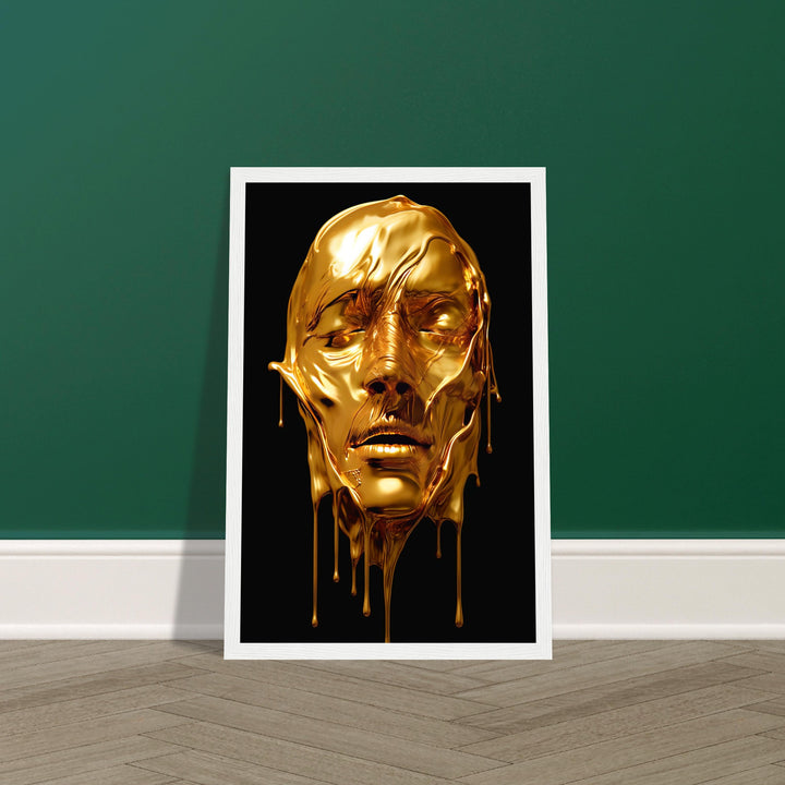 Classic Matte Paper Wooden Framed Poster - Gold Face Dripping