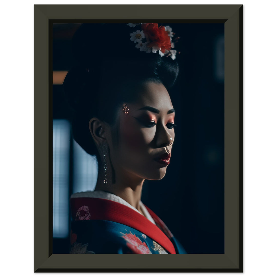 Classic Matte Paper Metal Framed Poster - Geisha's Solitude