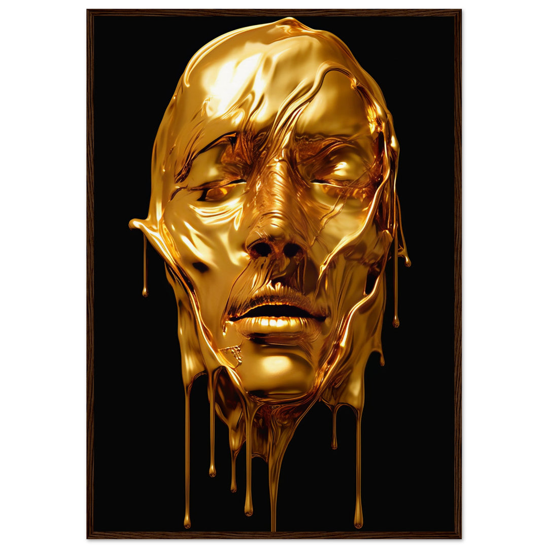 Museum-Quality Matte Paper Wooden Framed Poster - Gold Face Dripping