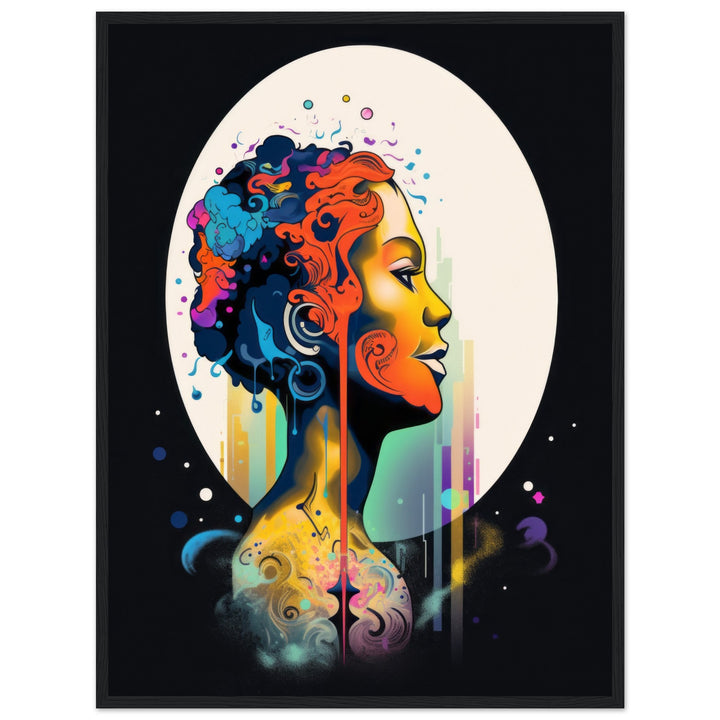 Premium Semi-Glossy Paper Wooden Framed Poster - Colour Art Hair Girl I