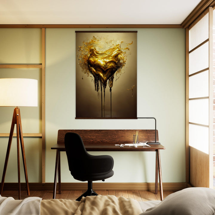 Classic Semi-Glossy Paper Poster with Hanger - Heart of Gold Melted