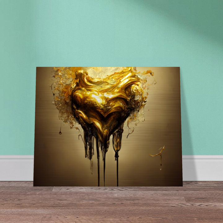 Brushed Aluminium Print - Heart of Gold Melted