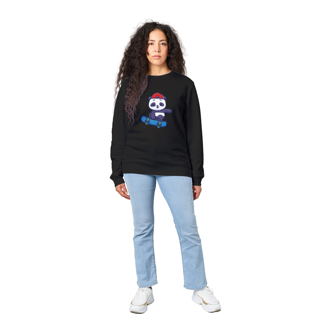 Organic Unisex Crewneck Sweatshirt - Skater Panda