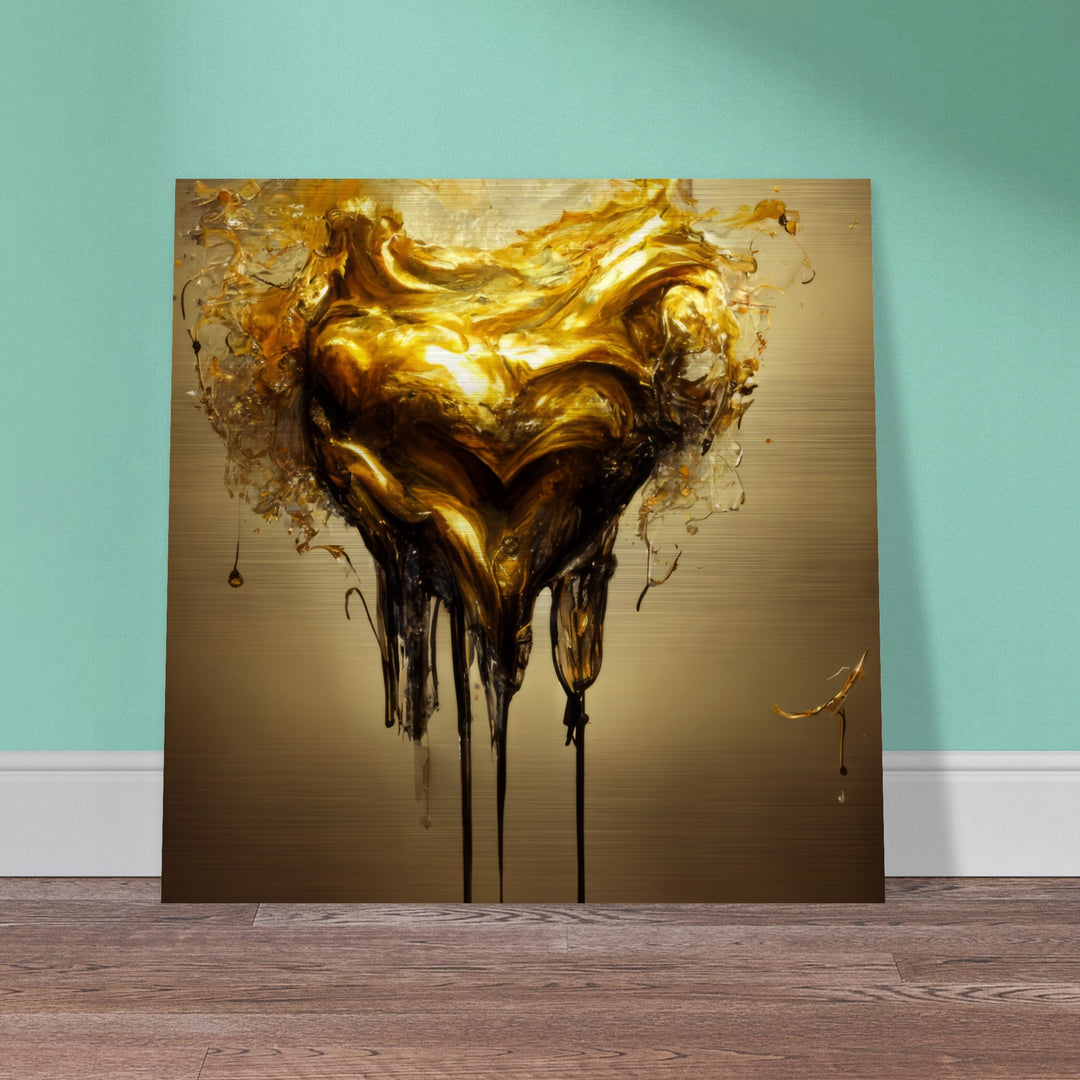Brushed Aluminium Print - Heart of Gold Melted