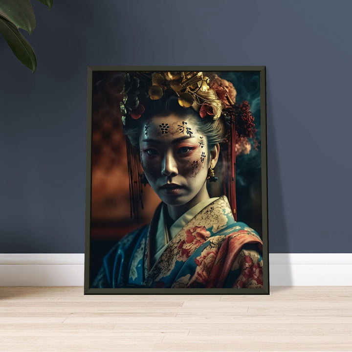 Classic Matte Paper Metal Framed Poster - Gaze of the Golden Geisha