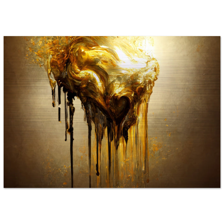 Brushed Aluminium Print - Heart of Gold Melted II