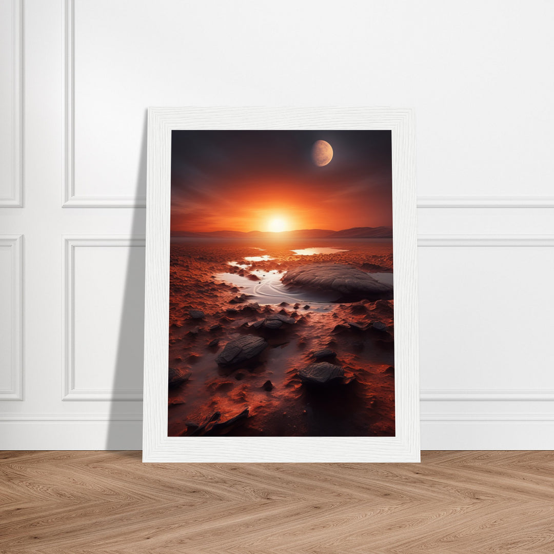 Classic Semi-Glossy Paper Wooden Framed Poster - Sunset on Mars II