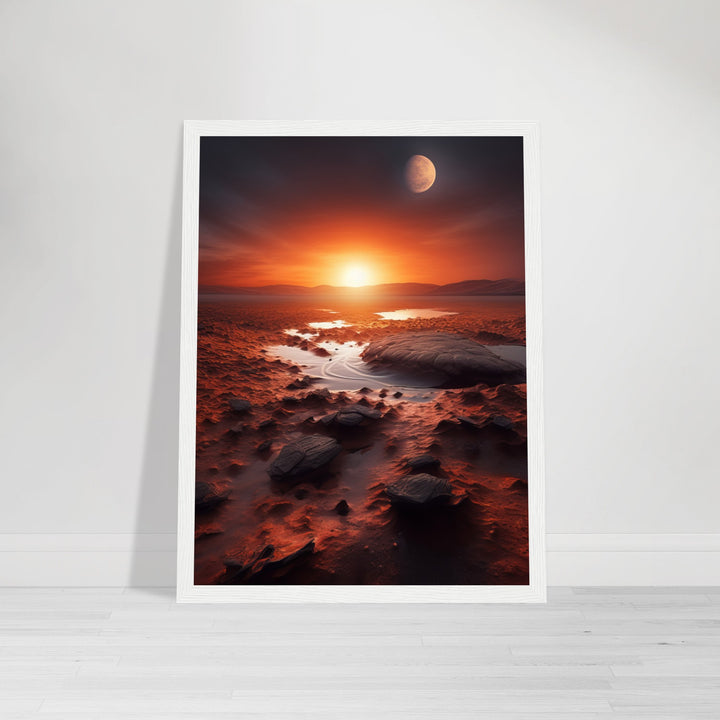 Classic Matte Paper Wooden Framed Poster - Sunset on Mars II