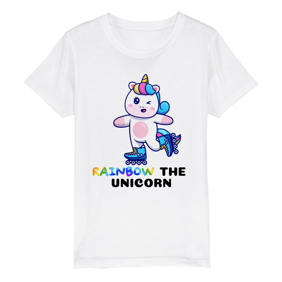 Organic Kids Crewneck T-shirt - Rainbow the unicorn