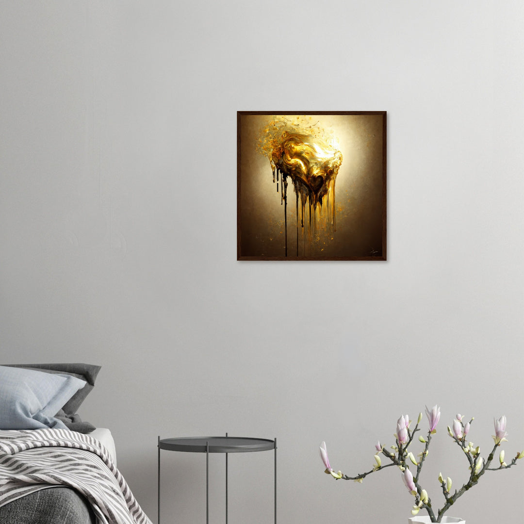 Premium Matte Paper Wooden Framed Poster - Heart of Gold Melted II