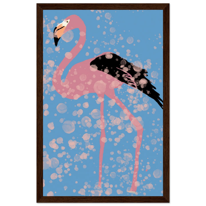 Museum-Quality Matte Paper Wooden Framed Poster - Pink Flamingo