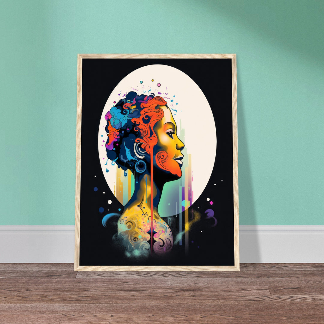 Premium Matte Paper Wooden Framed Poster - Colour Art Hair Girl I